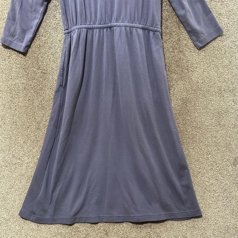 LL Bean Maxi Dress Women Cotton Mock Neck Large Petite Pockets Modest Minimalist